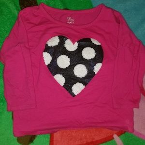 Children's Place pink top with sequined heart sz s